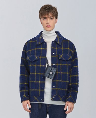  Áo khoác kiểu nam sọc caro phối túi vuông 