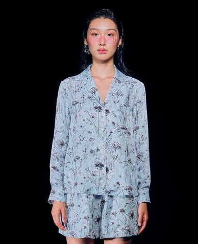  GIGI - Áo sơ mi nữ cổ bẻ tay dài phối hoạ tiết hoa nữ tính 