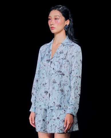  GIGI - Áo sơ mi nữ cổ bẻ tay dài phối hoạ tiết hoa nữ tính 