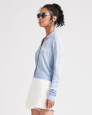  GIGI - Áo dệt kim nữ cổ gập phối nút cài thanh lịch 