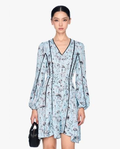  GIGI - Đầm mini cổ V tay dài in hoa thời trang 