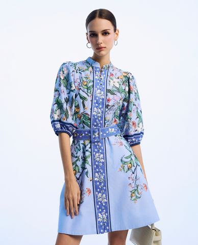  GIGI - Đầm mini cổ tròn tay lỡ bo gấu trẻ trung 