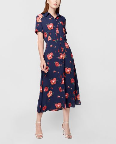  GIGI - Đầm midi sơ mi tay ngắn phối nút thời trang SS 