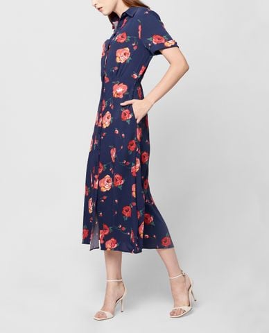  GIGI - Đầm midi sơ mi tay ngắn phối nút thời trang SS 