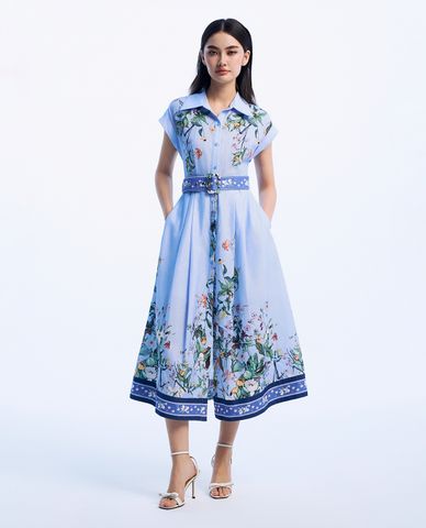  GIGI - Đầm sơ mi mini cổ bẻ tay ngắn phối ren thời trang 