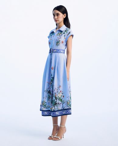  GIGI - Đầm sơ mi mini cổ bẻ tay ngắn phối ren thời trang 