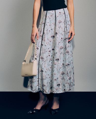  GIGI - Chân váy xếp li midi hoạ tiết hoa thanh lịch 