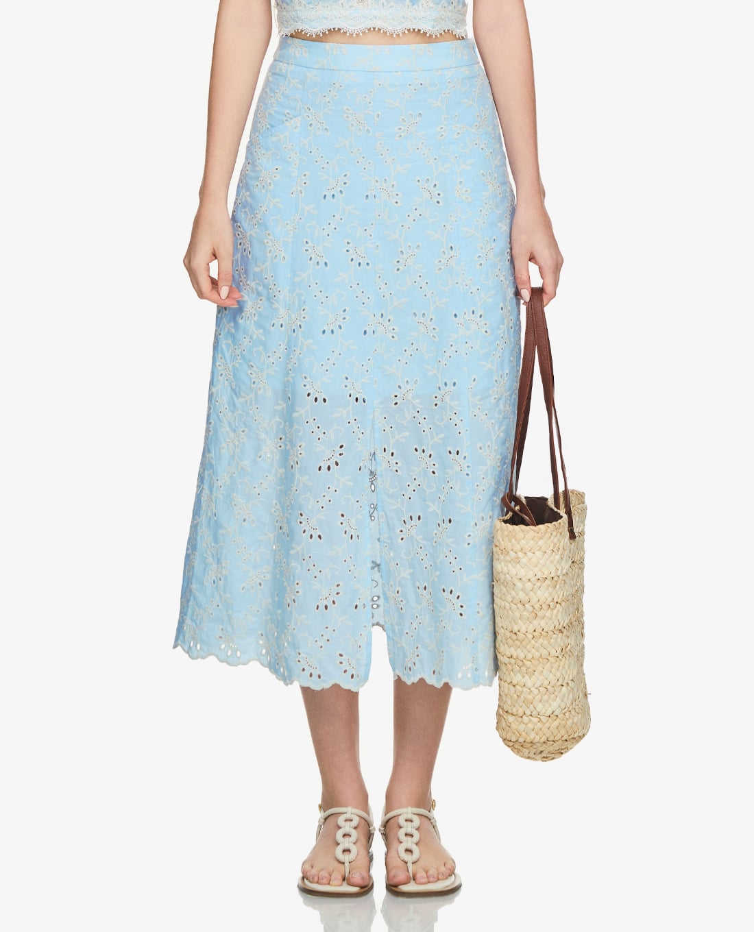 GIGI - Chân váy chữ A midi phối hoa văn độc đáo