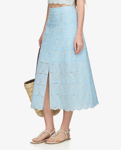  GIGI - Chân váy chữ A midi phối hoa văn độc đáo 