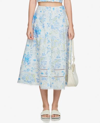  GIGI - Chân váy chữ A midi phối họa tiết 