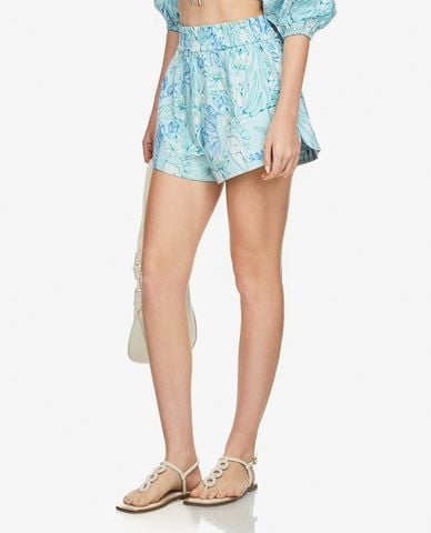  GIGI - Quần short nữ ống rộng lưng thun in hoa thời trang 