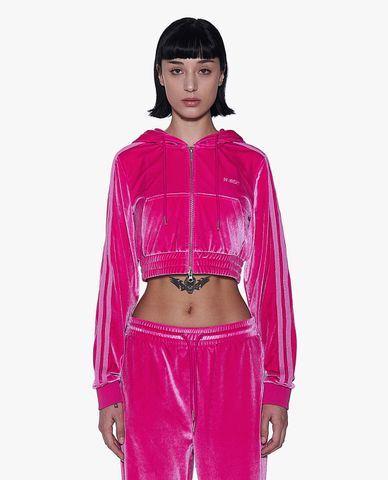  NERDY - Áo khoác croptop nữ tay dài phối mũ NY Velvet 