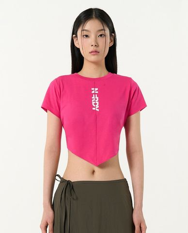  NERDY - Áo croptop nữ cổ tròn tay ngắn Scarf Point 