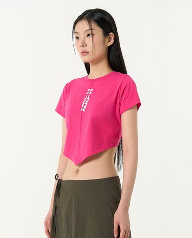  NERDY - Áo croptop nữ cổ tròn tay ngắn Scarf Point 