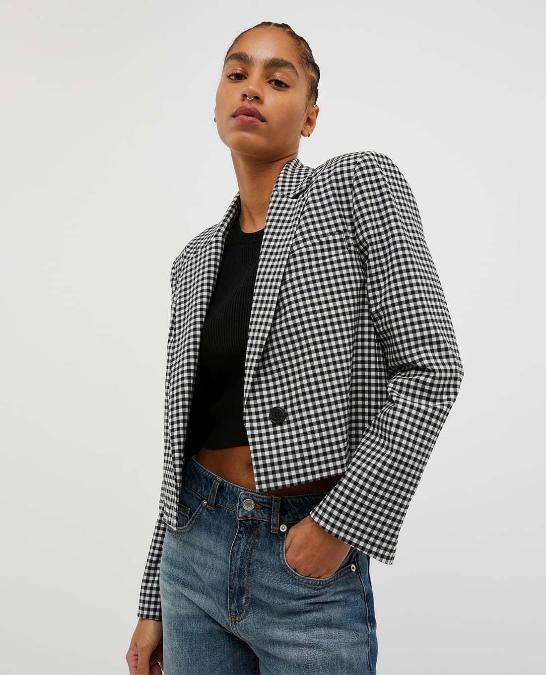 MAX&Co. - Áo khoác blazer cổ V tay dài phom croptop Giada