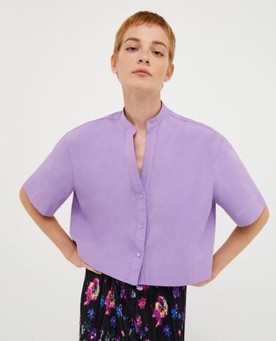  MAX&Co. - Áo sơ mi cổ tròn tay ngắn phom lửng Madre 