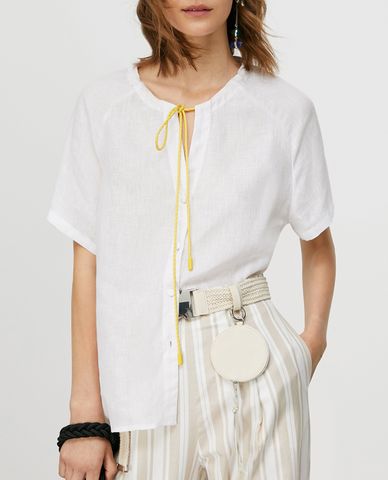  MAX&Co. - Áo sơ mi nữ ngắn tay Pure Linen 