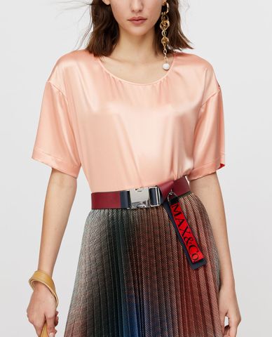  MAX&Co. - Áo kiểu nữ cổ tròn ngắn tay Silk Satin 