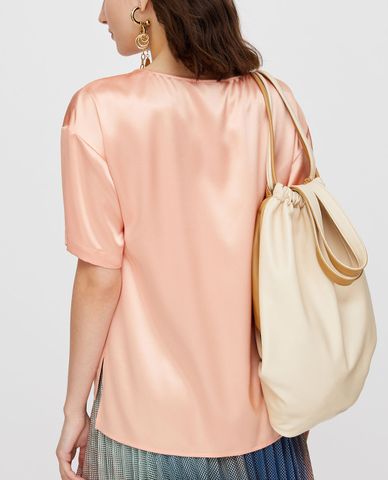  MAX&Co. - Áo kiểu nữ cổ tròn ngắn tay Silk Satin 