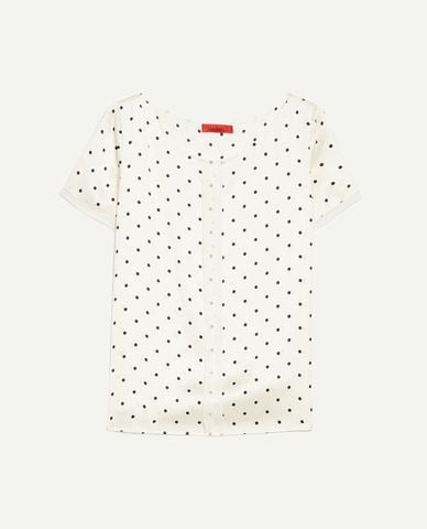  MAX&Co. - Áo kiểu nữ cổ tròn tay ngắn hoạ tiết chấm bi 