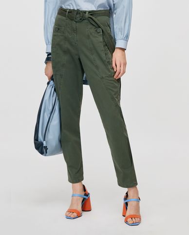  MAX&Co. - Quần kiểu nữ phom suông phối thắt lưng Gabardine Cargo 