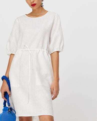  MAX&Co. - Đầm mini ngắn tay nhấn eo Pure Linen 