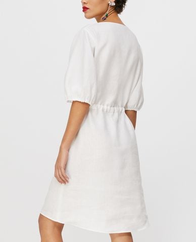  MAX&Co. - Đầm mini ngắn tay nhấn eo Pure Linen 