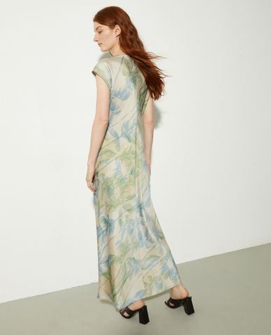  MAX&Co. - Đầm maxi satin cổ tròn tay ngắn Apuania 