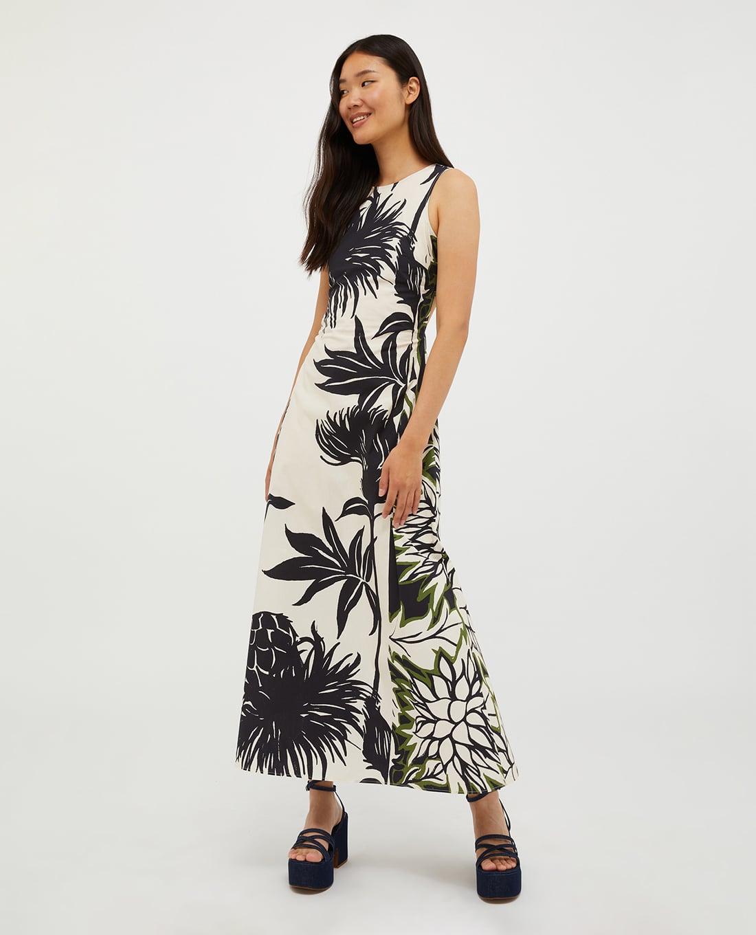 MAX&Co. - Đầm cut out sát nách midi phối hoạ tiết Mentana