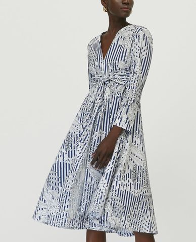  MAX&Co. - Đầm midi cổ V tay dài Cotton Poplin 