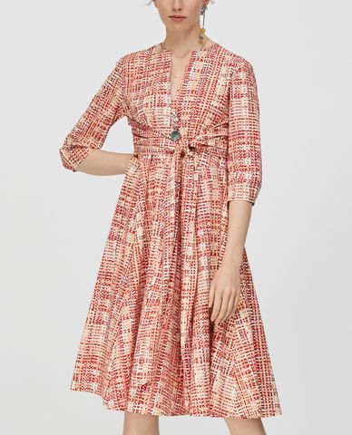  MAX&Co. - Đầm midi dáng xòe cổ V Cotton Poplin 