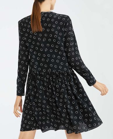  Max Mara - Đầm mini cổ tròn tay dài phối họa tiết chấm tròn 