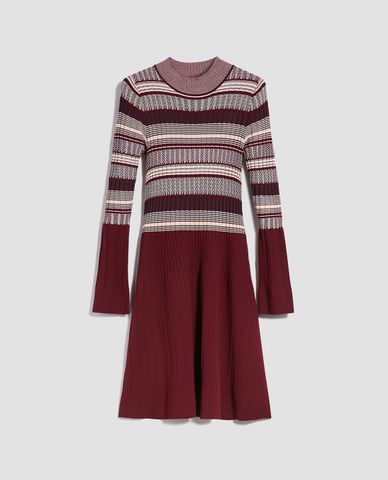  MAX&Co. - Đầm mini dệt kim cổ tròn tay dài Jacquard 