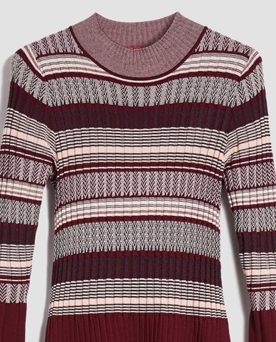  MAX&Co. - Đầm mini dệt kim cổ tròn tay dài Jacquard 