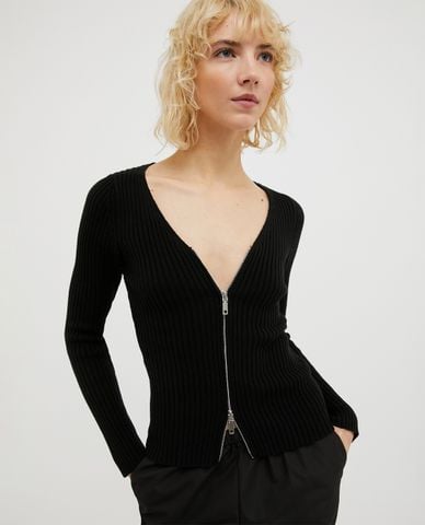  MAX&Co. - Áo khoác dệt kim tay dài phối khoá zip Garda 