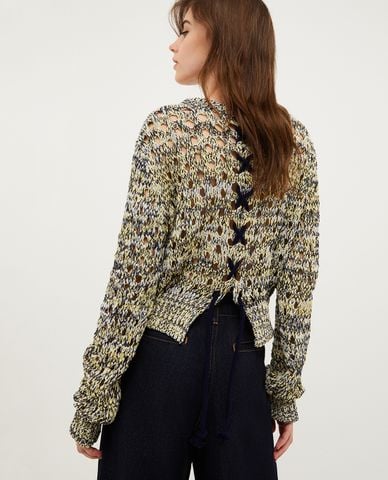  MAX&Co - Áo sweater dệt kim cổ tròn tay dài xuyên thấu Satira 