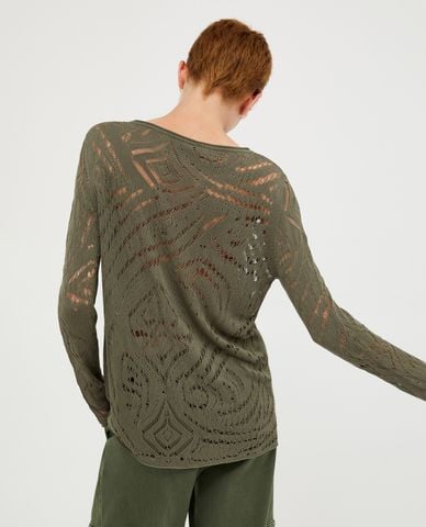  MAX&Co - Áo sweater dệt kim cổ tròn tay dài xuyên thấu Raid 