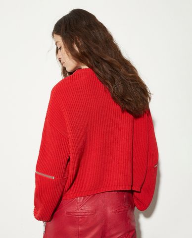  MAX&Co. - Áo sweater nữ cổ tròn tay dài phối zip Baobab 