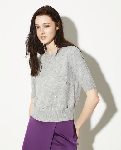  MAX&Co. - Áo dệt kim nữ cổ tròn tay ngắn Mendoza 