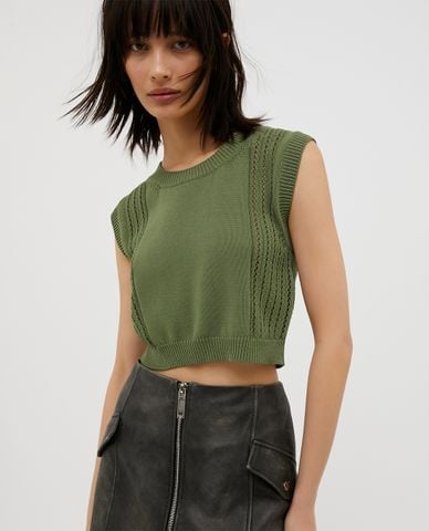  MAX&Co. - Áo croptop cổ tròn sát nách dệt kim Belinda 