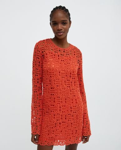  MAX&Co. - Đầm mini cổ tròn tay dài phối ren Perim 