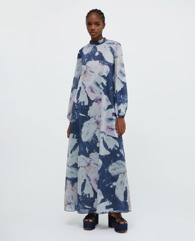  MAX&Co. - Đầm maxi cổ tròn tay dài phối thắt lưng vải Calco 