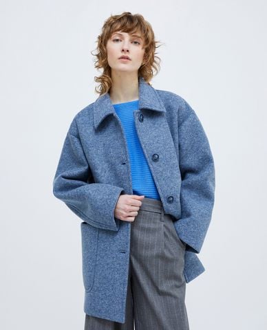  MAX&Co. - Áo khoác dạ lông cừu dáng dài phối nút Magda 