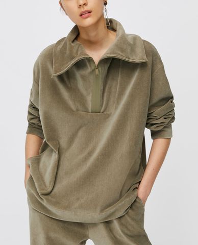  MAX&Co. - Áo sweatshirt nữ tay dài cổ cao Velvet Jersey Corduroy 