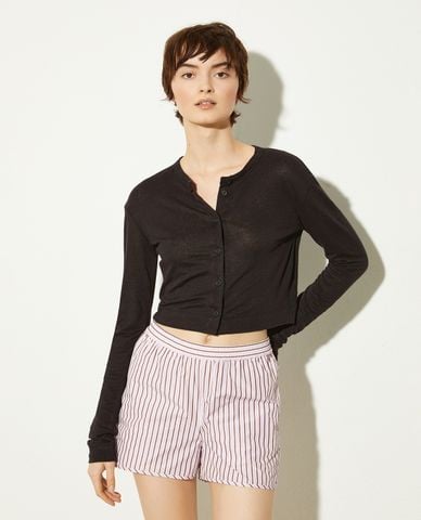  MAX&Co. - Áo khoác cardigan nữ cổ tròn phom croptop Pechino 