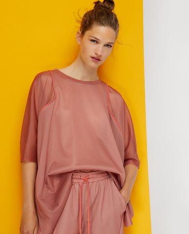  MAX&Co. - Áo thun nữ ngắn tay phối lưới Oversized Technical Mesh 