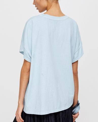  MAX&Co. - Áo thun nữ cổ tròn tay ngắn phối dây rút Jersey And Poplin 