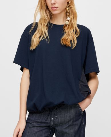  MAX&Co. - Áo thun nữ cổ tròn tay ngắn phối dây rút Jersey And Nylon 