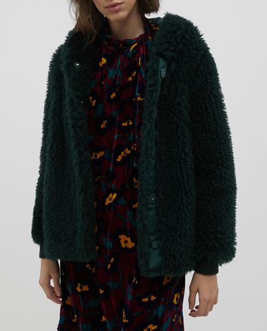  MAX&Co. - Áo khoác lông tay dài phối mũ Plush 