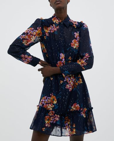  MAX&Co.- Đầm mini sơ mi tay dài Fil Coupe Chiffon 